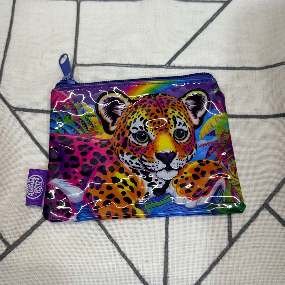 Lisa Frank Coin Purse Small Multicolor Roary the Leopard PVC Zipper Pouch